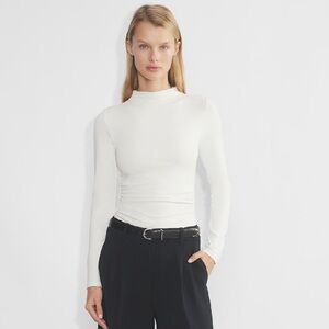 Aritzia Ruched Mockneck Long Sleeve Top